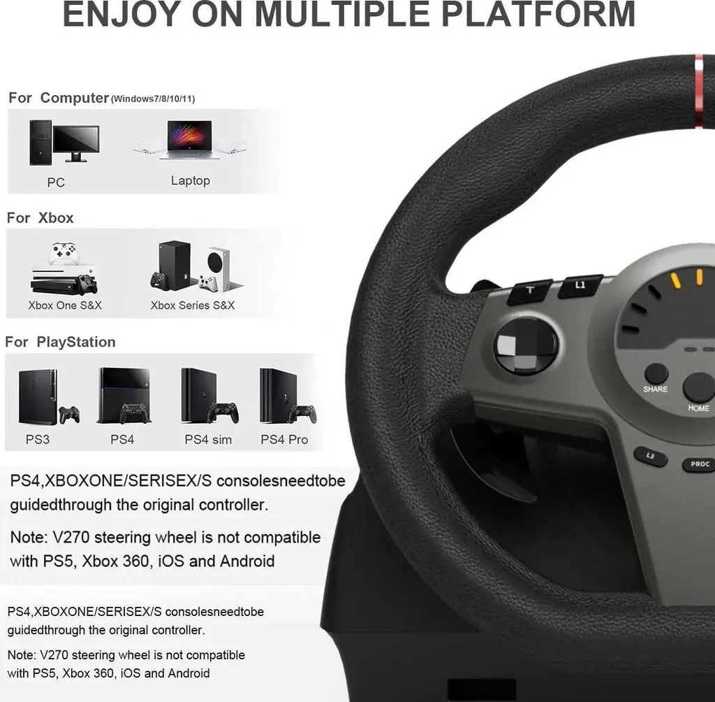 Volant de course Xbox et PC rose pour simulation automobile immersive - 2