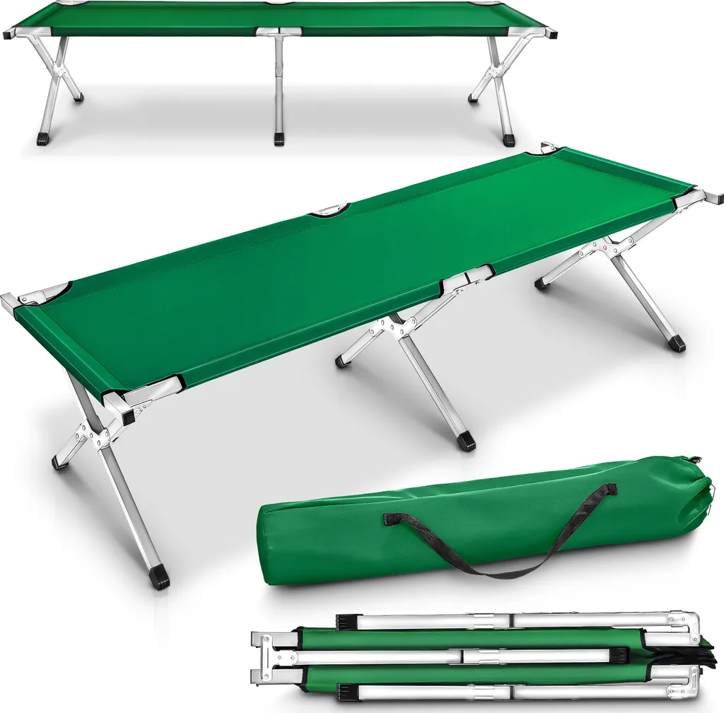 Lit de Camp pour Camping et Bivouac XXL Pliant 190 cm Robuste Vert