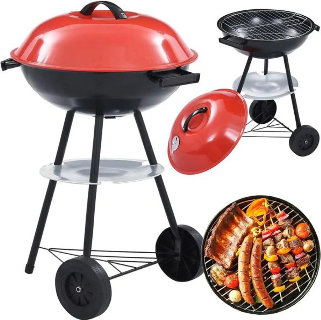 Barbecue rond de jardin au charbon de bois pour grillades en extérieur