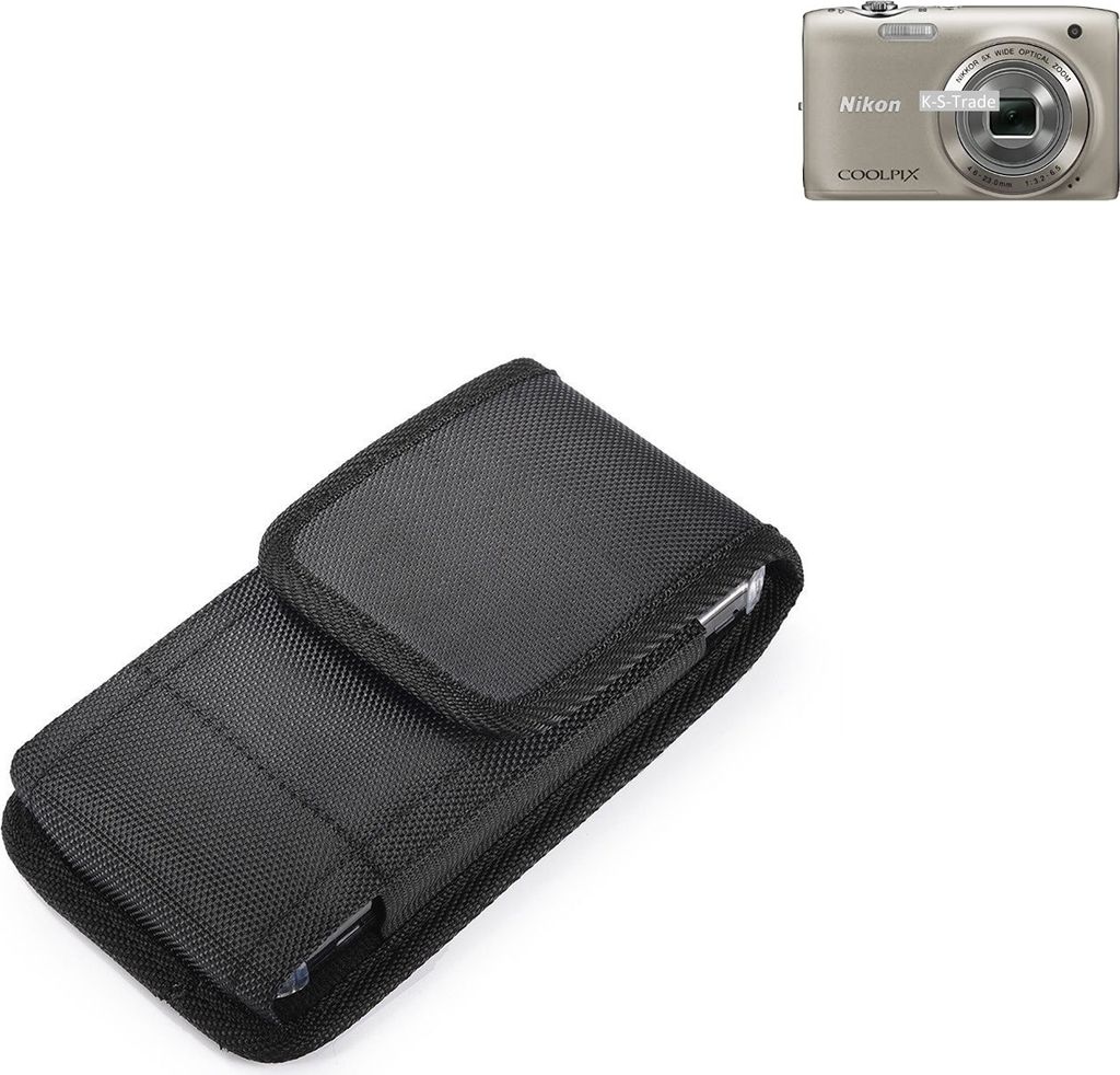 Holster Gürteltasche kompatibel mit Nikon Coolpix S3100 Holster Gürtel Tasche wasserabweisend Handy Hülle Schutz Hülle Outdoor schwarz K-S-Trade