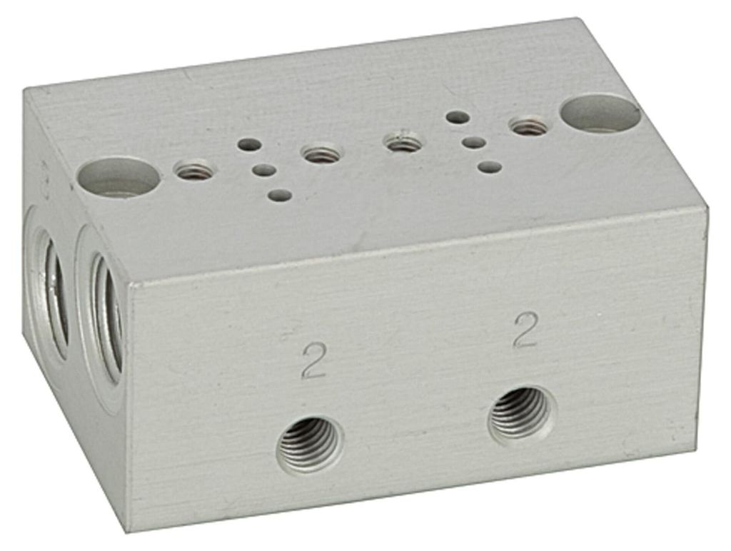 Riegler Reihengrundplatte 2-fach, M5 für Mini-Magnetventile 15 mm