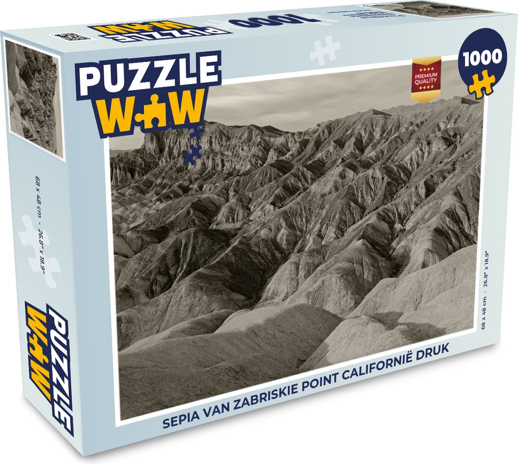 MuchoWow Puzzle 1000 Teile Sepia von Zabriskie Point Kalifornien Druck - Erwachsene - Rätsel