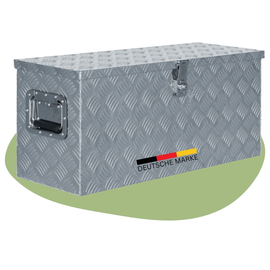 DELUKE Aluminiumbox mit Deckel - Abschließbar | Alubox Deichselbox Alu Anhängerbox Werkzeugkiste Metall Transportbox Metallkiste, 80x30x35cm Si...
