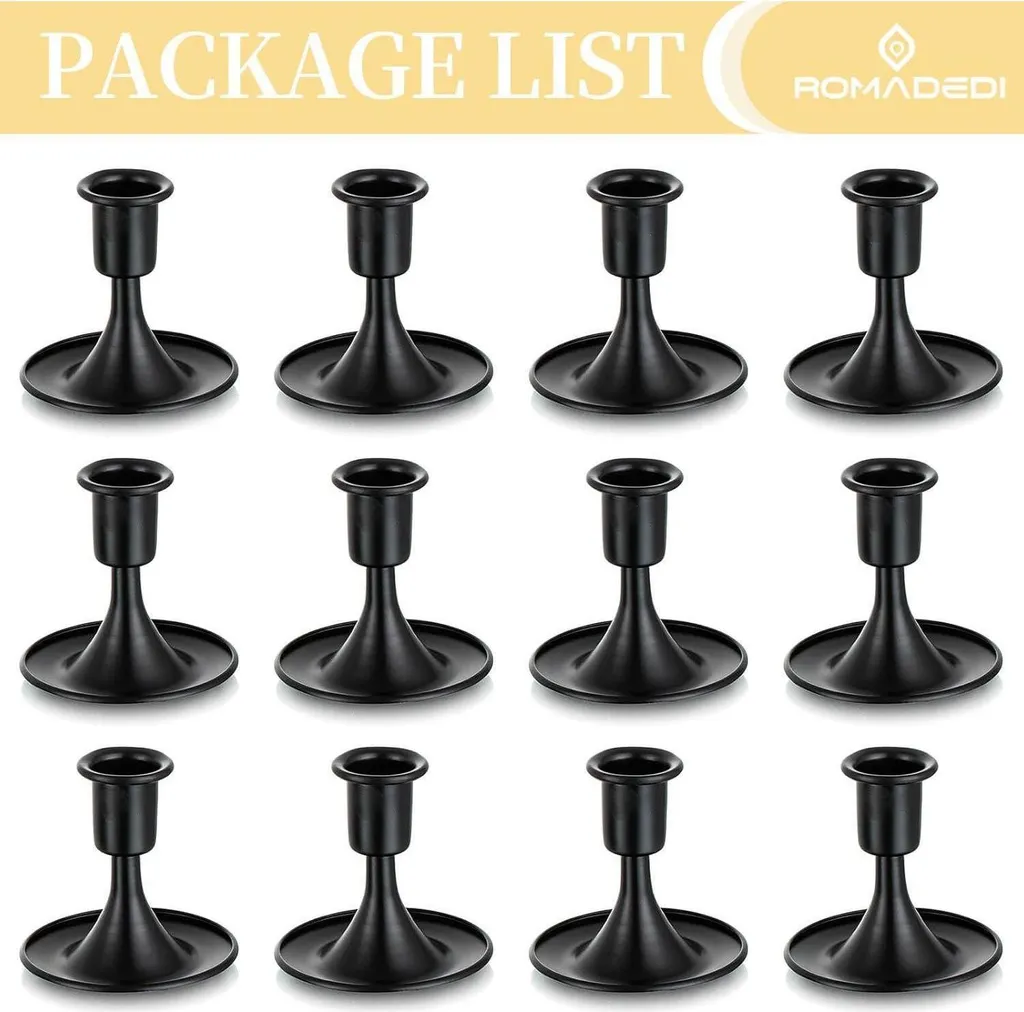 12 Portacandele per Corona Avvento Fai da Te Metallo Nero Vintage Natale - 7
