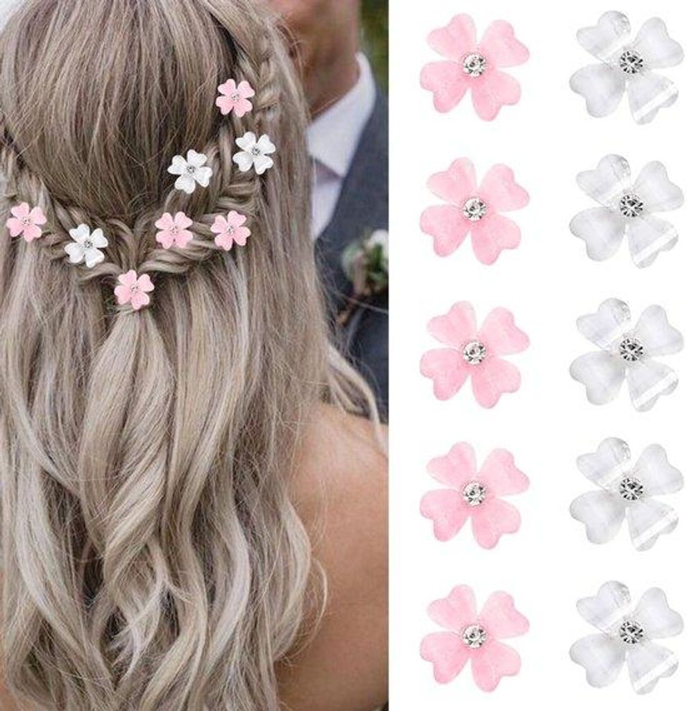 Miniatische Lichtrosetten Haarspeldjes mit Strasssteinen, kleine vierblättrige Blumenhaarspeld, Dekorative Bruidsaccessoires