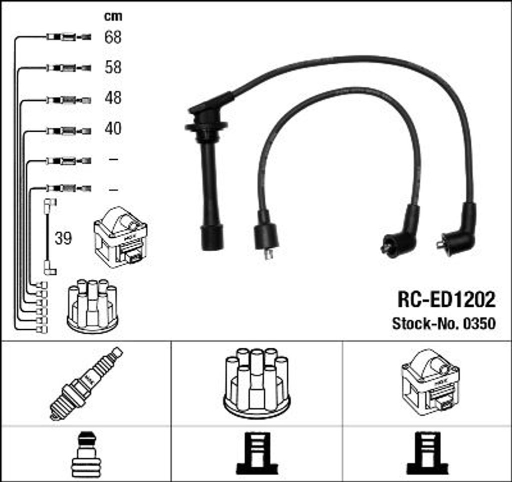 NGK 0350 Zündkabelsatz Zündleitungssatz für DAIHATSU Feroza Produktbild 