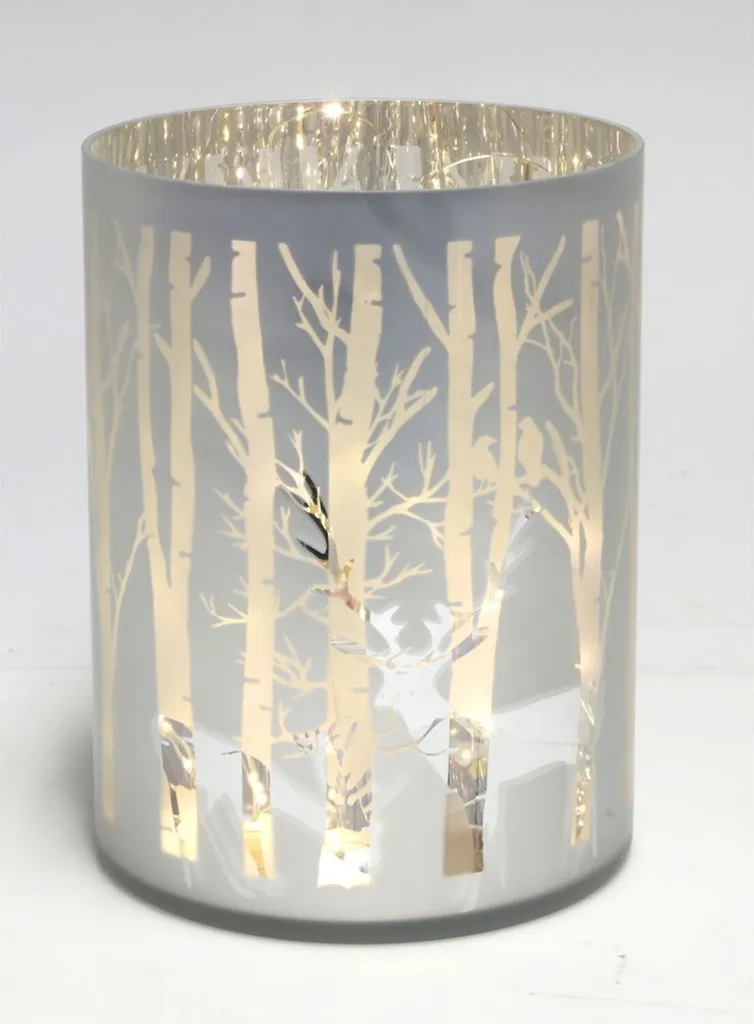 Bougeoir de Noël en Verre avec Motif Hivernal, Décoration de l'Avent