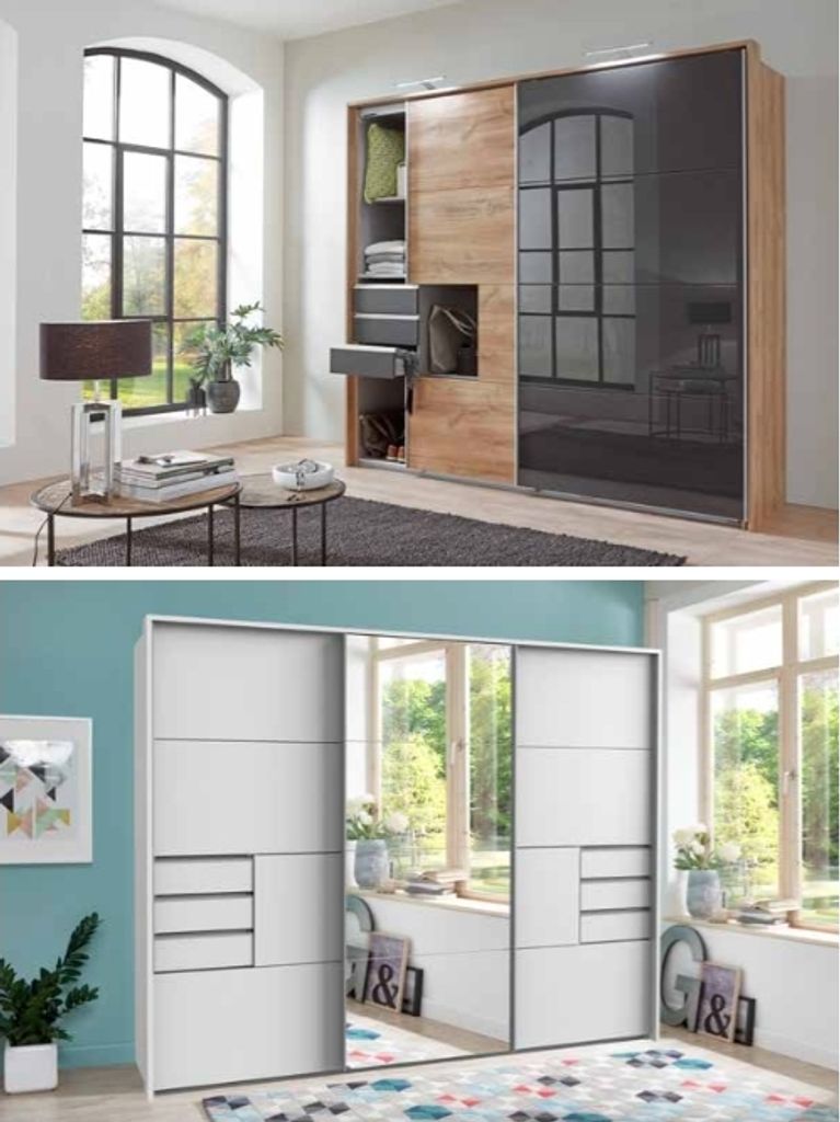 Schwebetürenschrank - 270 x 208 cm - 6 Schubladen - Graphit Produktbild 7