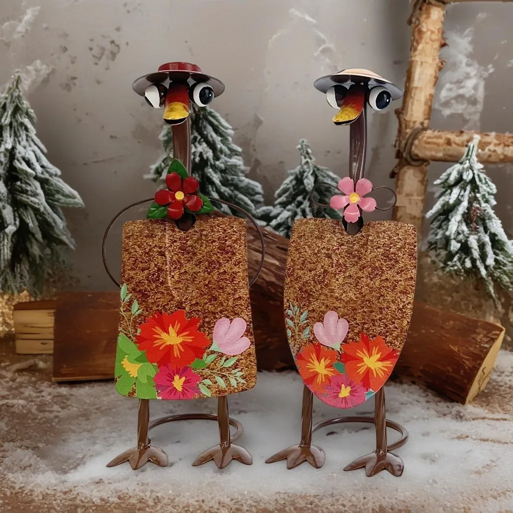 Statuette de canard en métal pour décoration de bassin et jardin - Lot de 2