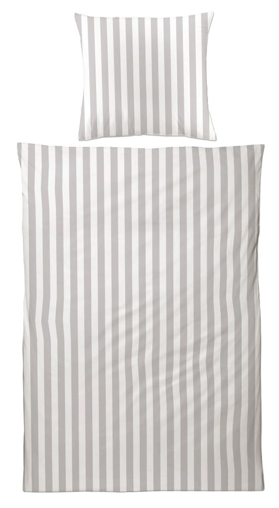 Biber Bettwäsche 155x220 Streifen Grau Flanell Winterbettwäsche Winter Bettbezug 155 x 220