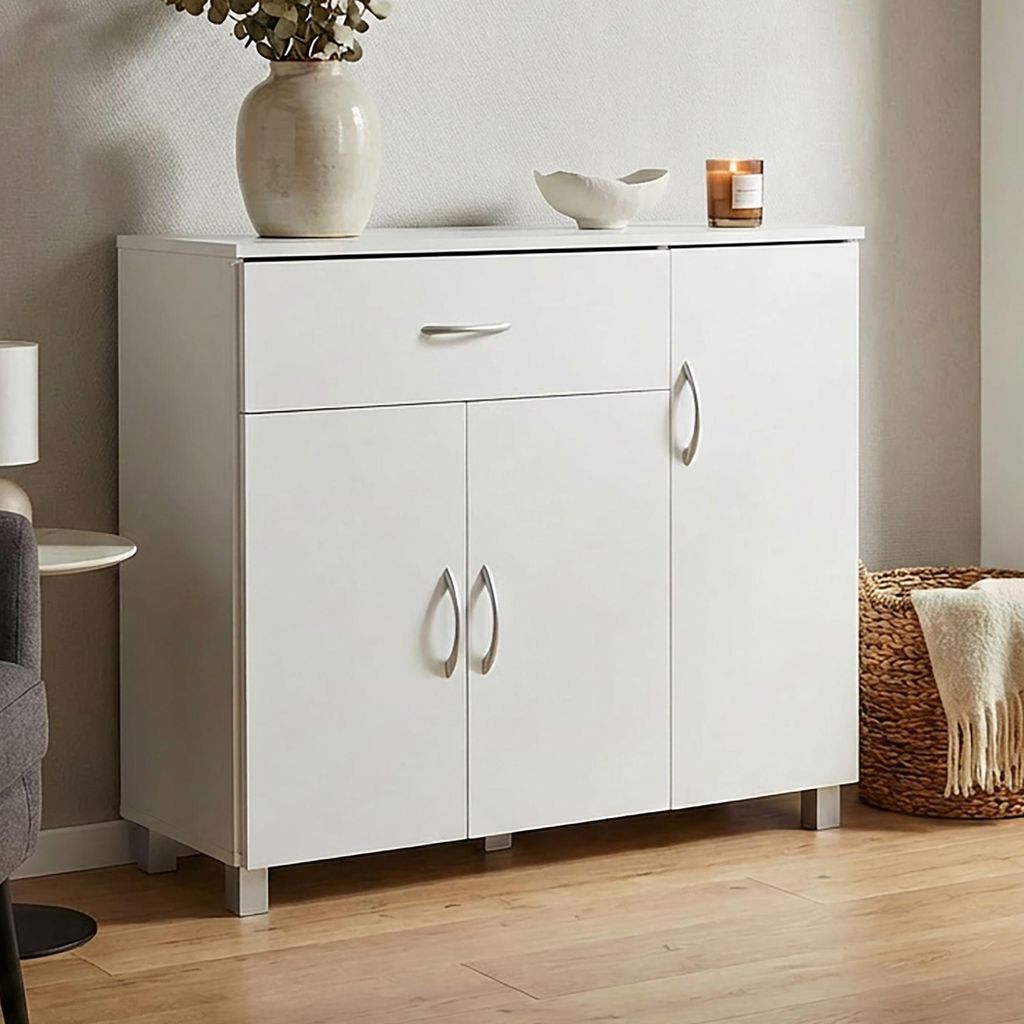 FineBuy Bílá komoda SETE 90 x 75 x 30 cm Skříňka s 1 Obrázek produktu 