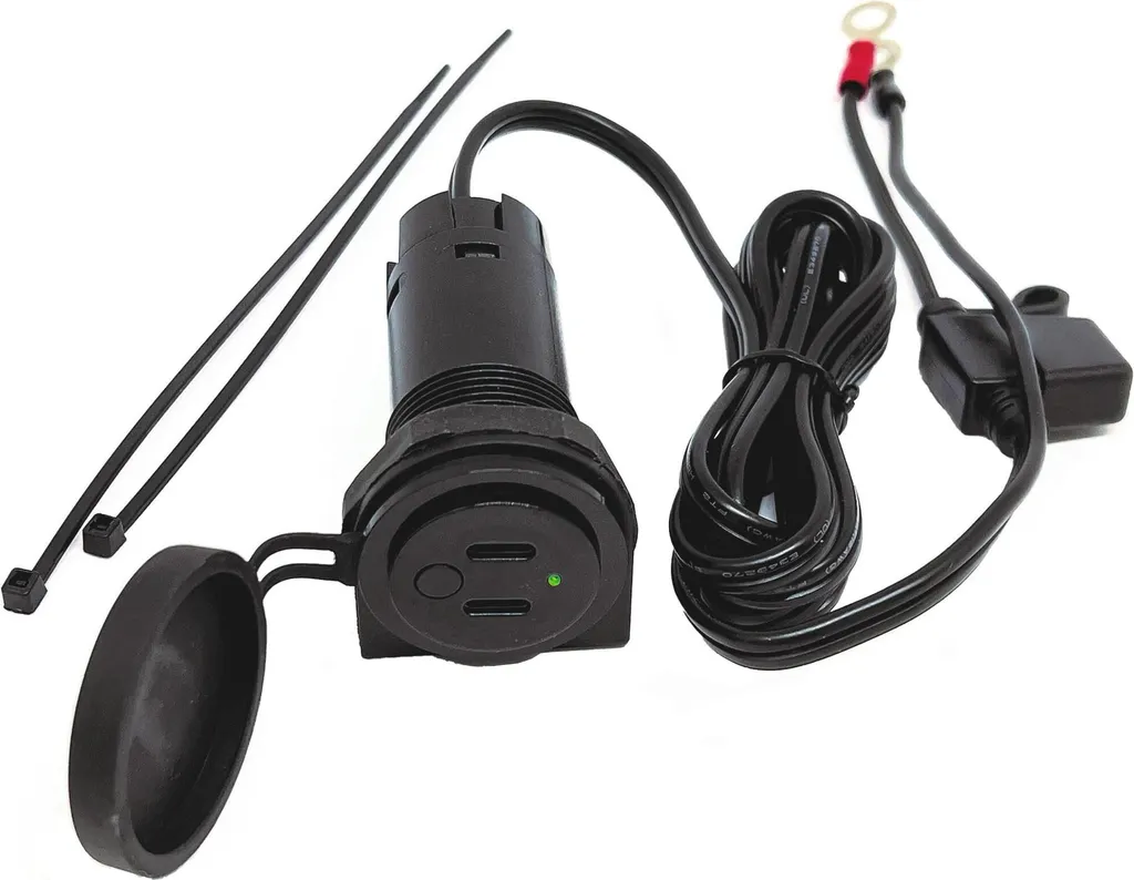 Double prise de bord USB moto BAAS USB18 étanche avec fusible 12V