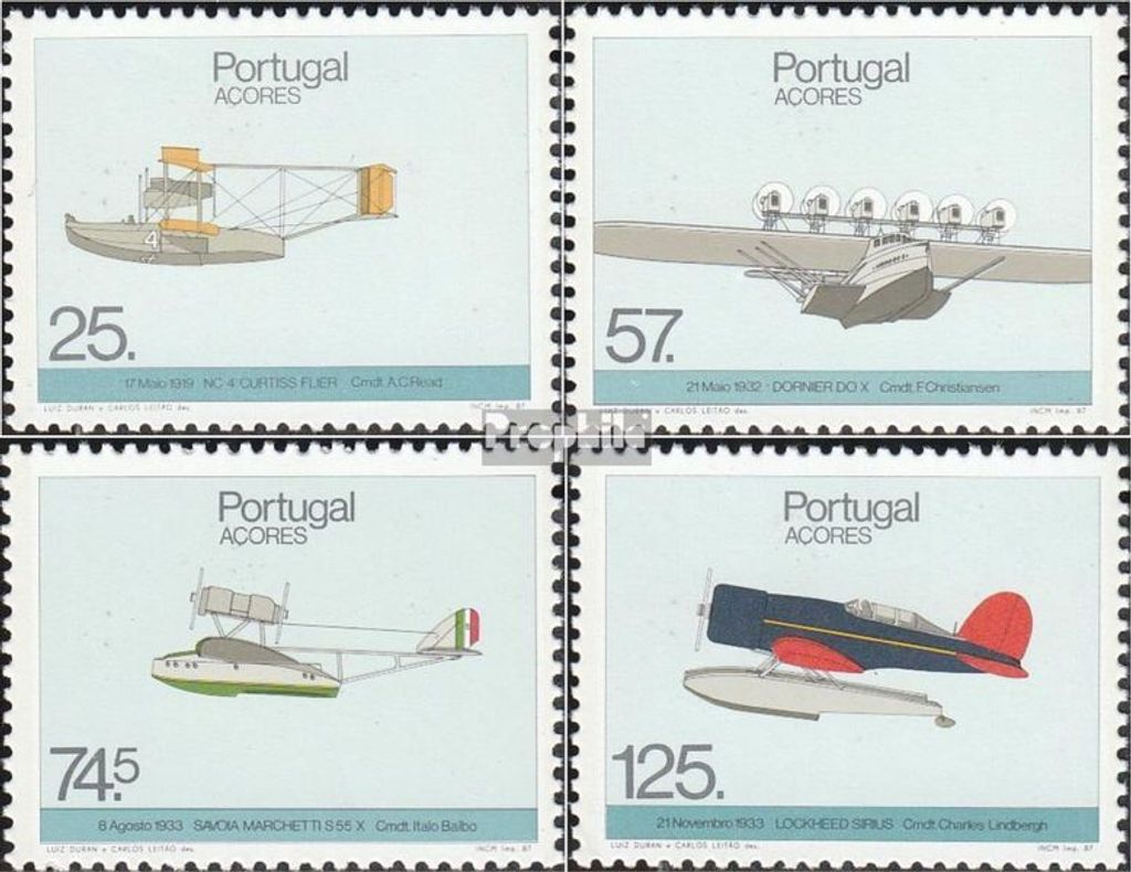 Briefmarken Portugal - Azoren 1987 Mi 386A-389A (kompl.Ausg.) postfrisch Flugzeuge