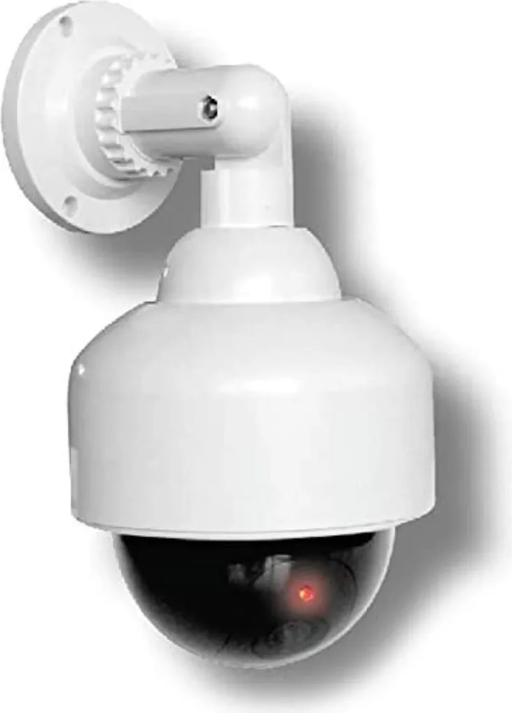 Fausse Caméra de Surveillance pour Façade avec LED et Autocollant de Sécurité