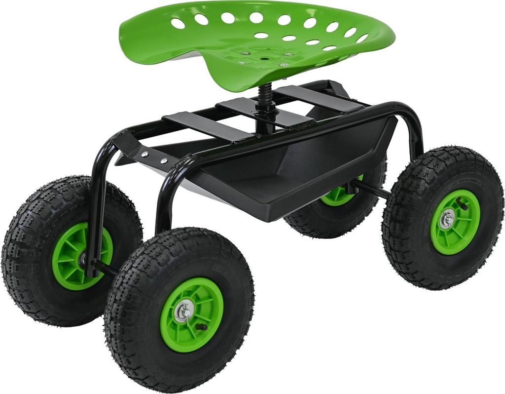 Gartenscooter mit Ablage Stahl 150 kg Sitzhöhe 44-52 cm Produktbild 