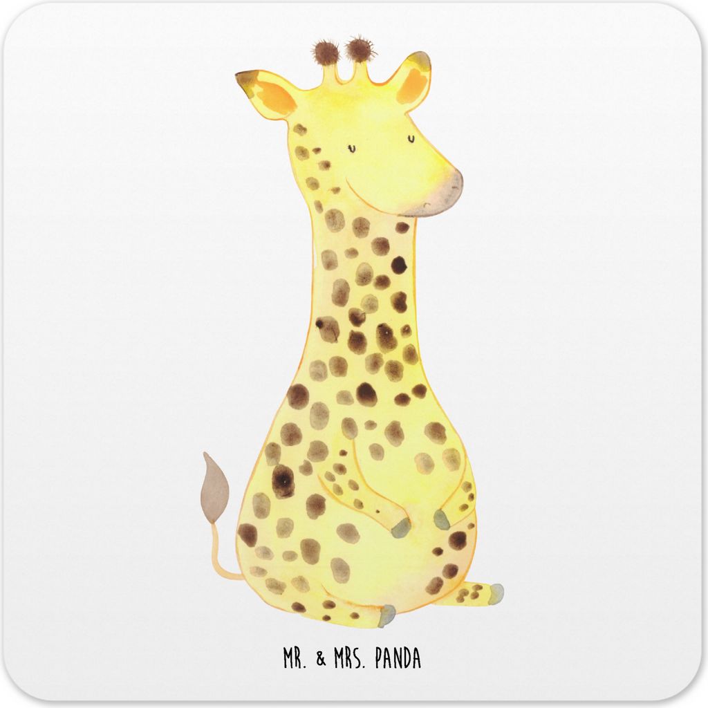 Mr. & Mrs. Panda Untersetzer für Gläser Giraffe Zufrieden 15er Set - Weiß - Geschenk, Coaster, Getränke-Untersetzer, Afrika, Glück, Glas-Unter...