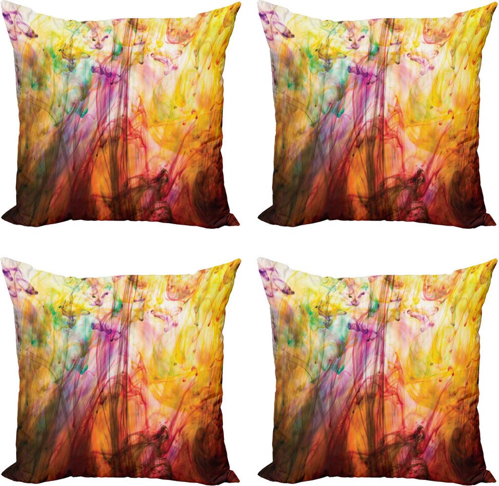 ABAKUHAUS Modern Kissenbezug Set (4 Stück), Regenbogen-Farbbild, Moderner Doppelseitiger Digitaldruck, 40 cm x 40 cm, Mehrfarbig