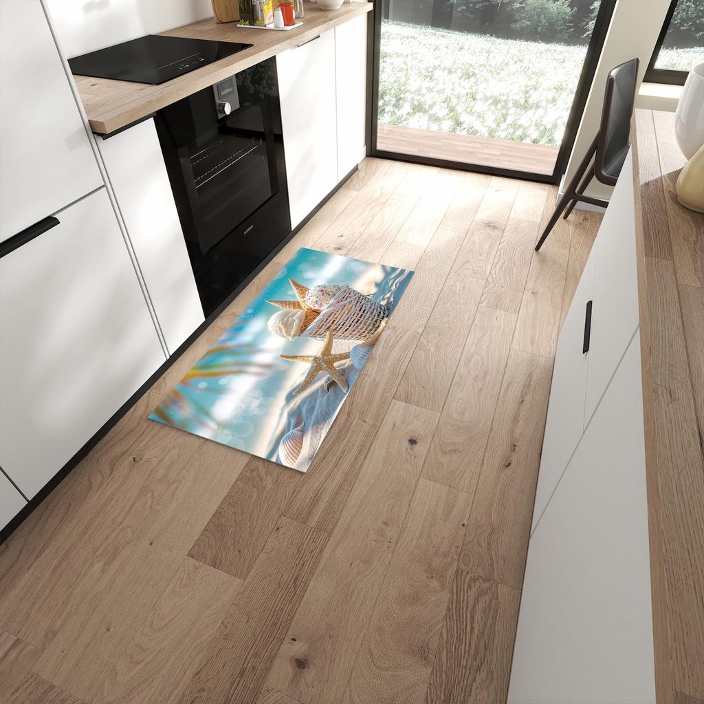 Küchenteppich 60x120cm rutschfest & abwischbar PVC Läufer - Sommer Eiskörbchen