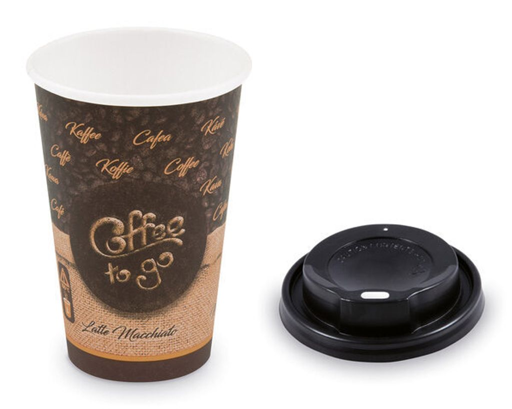 500x Kaffeebecher L 'Melange To Go' mit Trinkdeckel schwarz Produktbild 