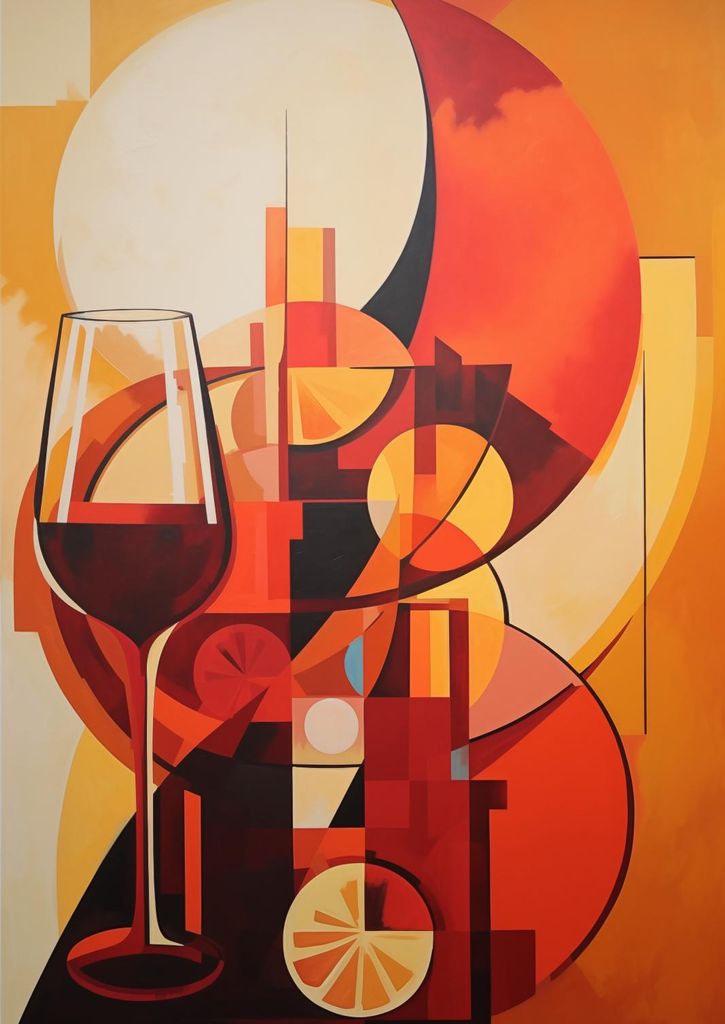 Plakat 29,7x42cm Abendliches Grübeln beim Wein