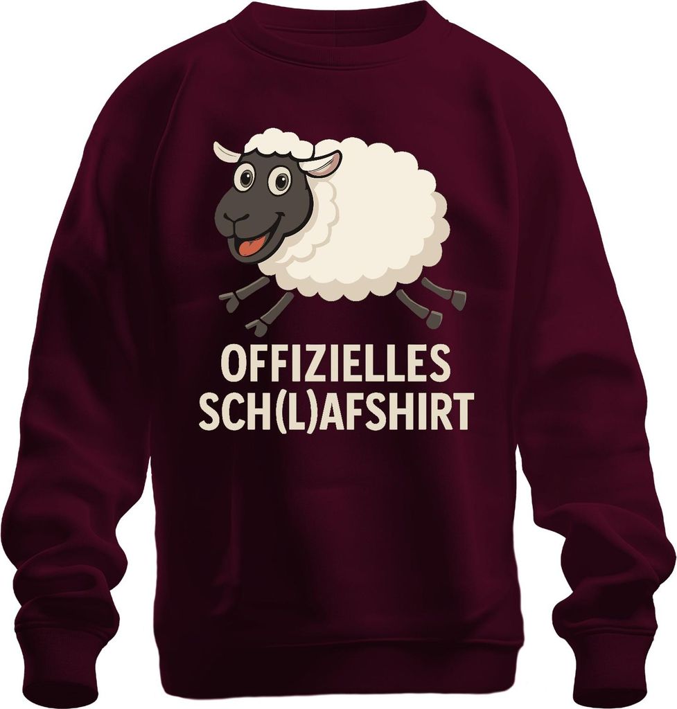 Offizielles Sch(l)afshirt Lustig Schaf Humor Geschenk Schlafparty Uni Sweatshirt Pullover, Burgundy, S