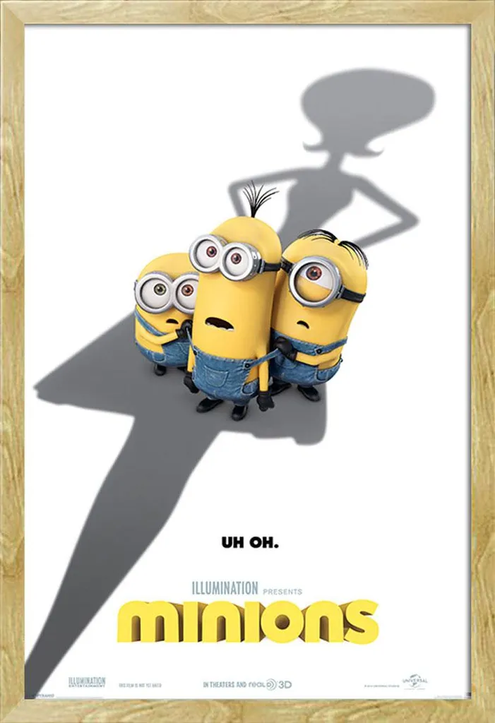 Poster Minions Uh-Oh avec cadre Shinsuke Maxi MDF hêtre 61x91,5 cm