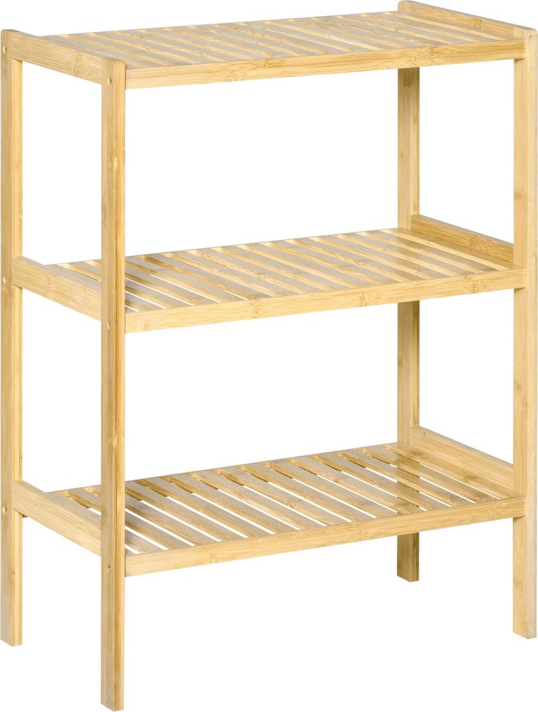 Regal Bambusregal 3 Regalböden, Bambus 62 cm x 33 cm x 80 cm, Natur