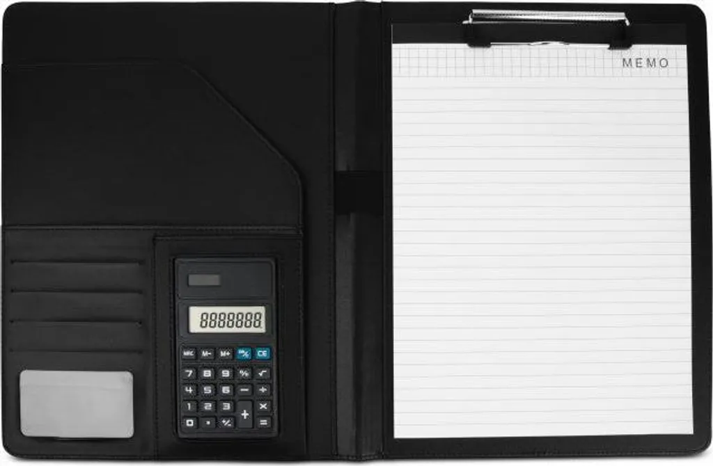 Portfolio A4 Nero con Calcolatrice - Cartella Archiviazione Ufficio