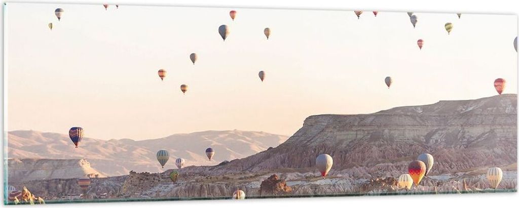 Bilder auf glas - Berge Ballon Flug - 90x30cm - Glasbilder - Wandbilder - Kunstdruck - zum Aufhängen bereit - Wanddekoration aus Glas - Glas Bilde...