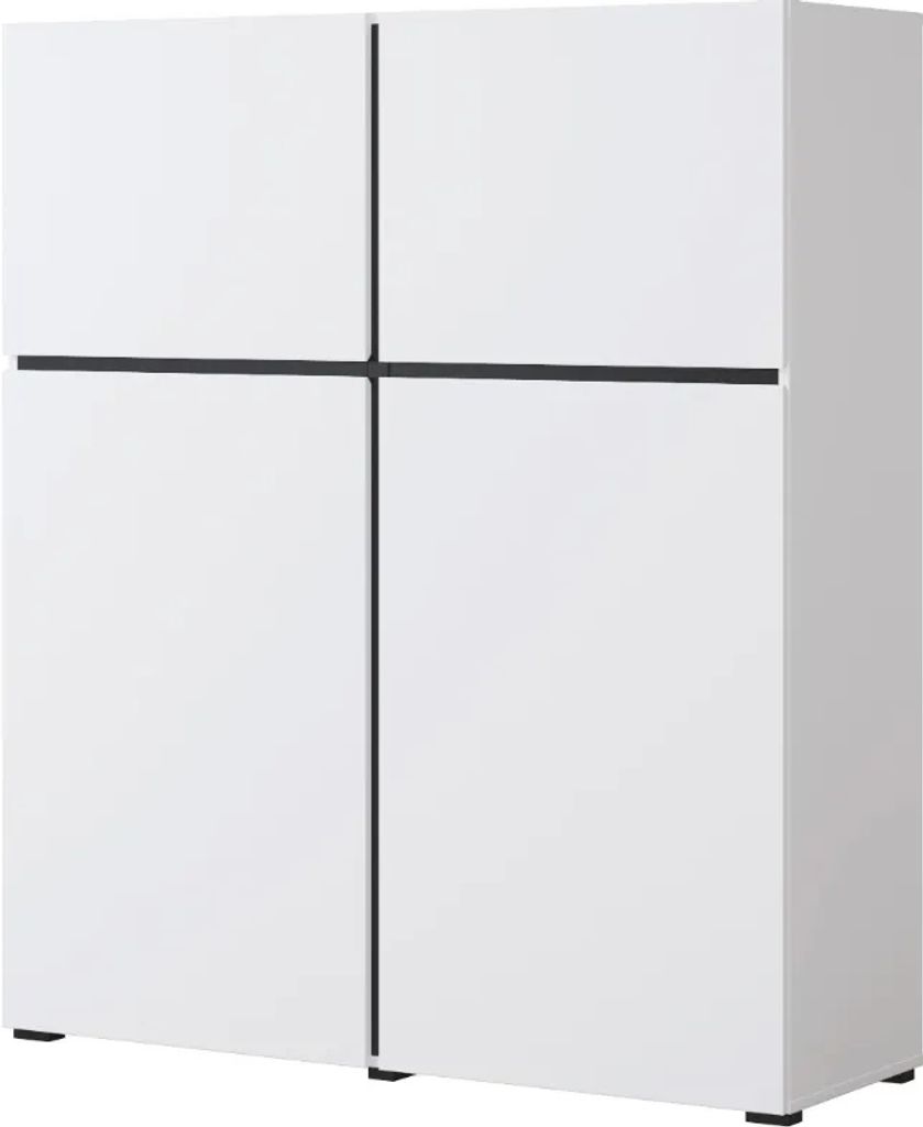 Komoda wysoka CROSS 4D 119cm biała/czarna Zdjęcie produktu 