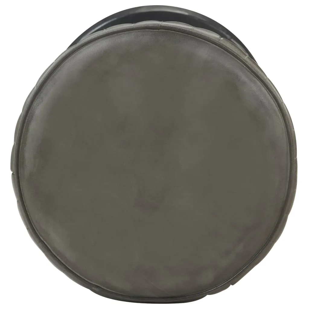 Tabouret de bar gris en cuir véritable pour un confort durable assis