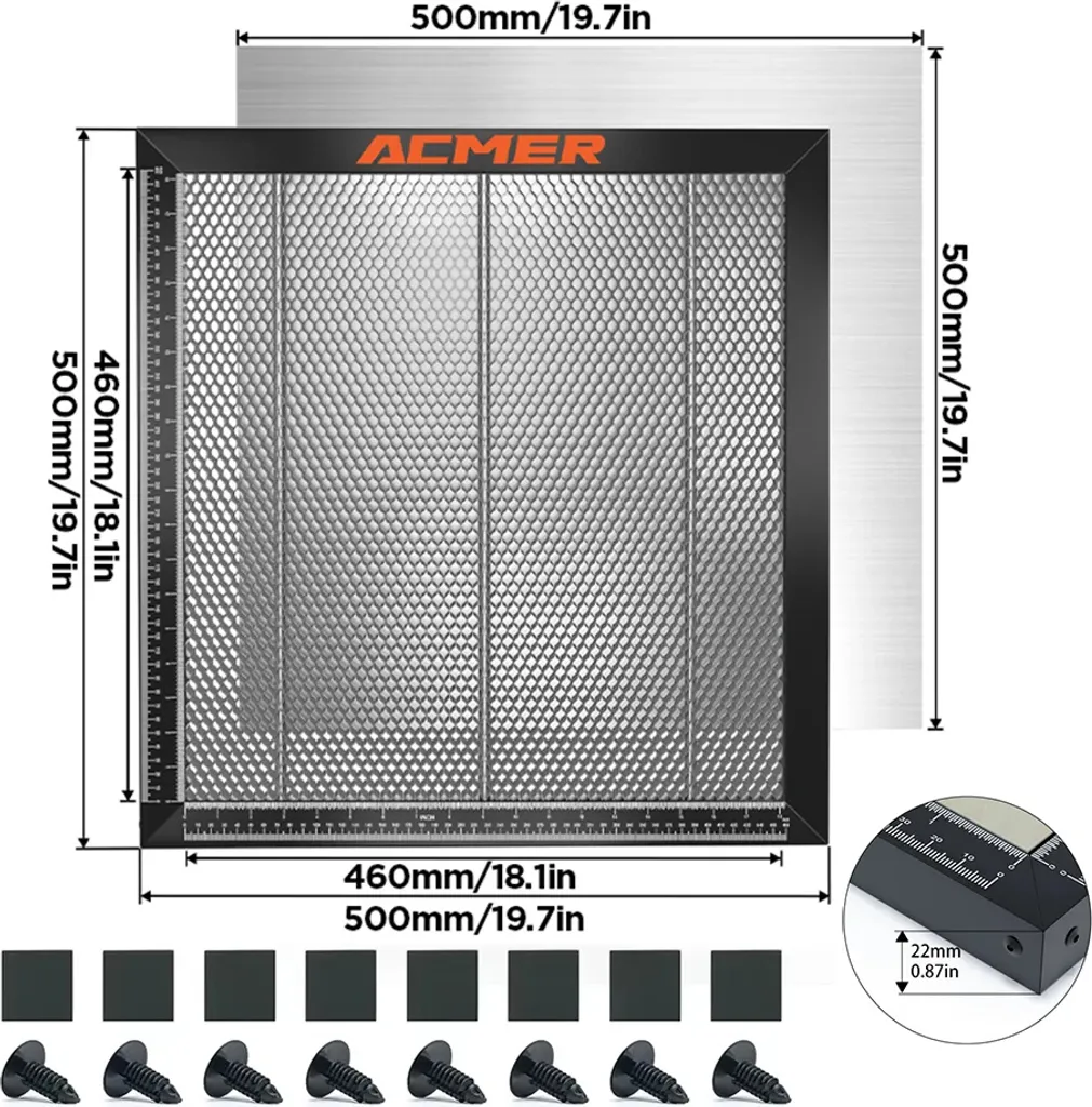 Lit alvéolé laser 500x500x22mm pour éviter les traces de fumée au dos