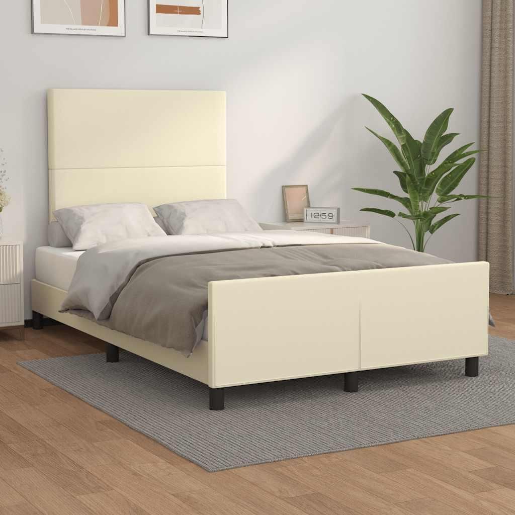 Möbel Bettgestell ohne Matratze Creme 120x190 cm Kunstleder - Klassische Betten 3270550