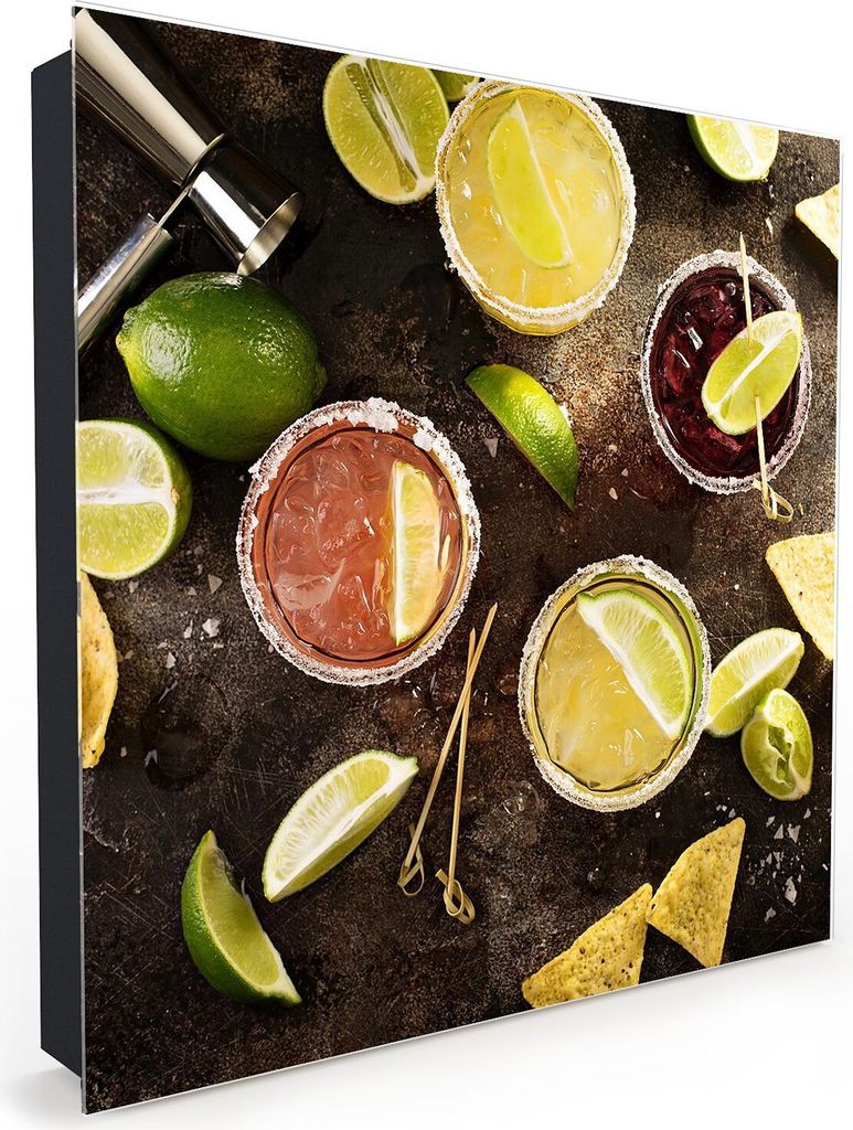 Nachbildung-Schlüsselkasten, Magnetpinnwand und Memoboard mit Glasfront Motiv Cocktail Zutaten