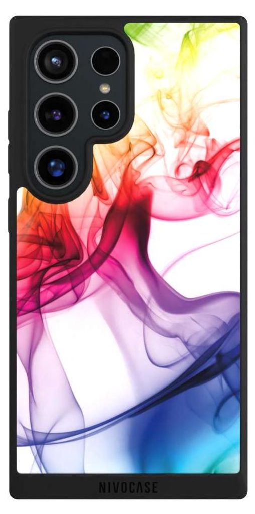 NIVOCASE Handyhülle für Samsung Galaxy S24 Ultra Hülle NIVOpure Case Schwarz Farbe Regenbogen Wasser