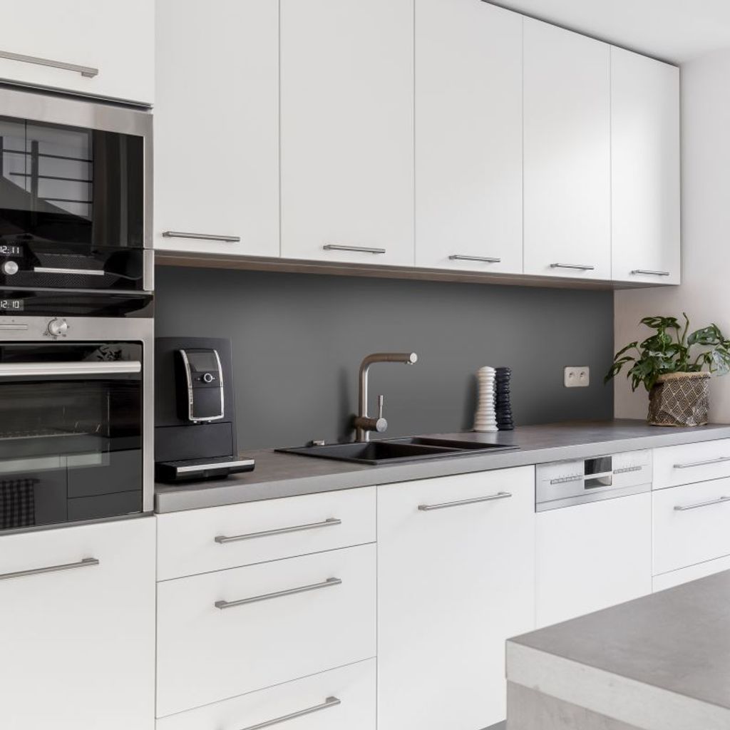 Dedeco Küchenrückwand Motiv: Anthrazit V1, 3mm Aluminium Alu-Platten als Spritzschutz Küchenwand Verbundplatte wasserfest, inkl. UV-Lack glänze...