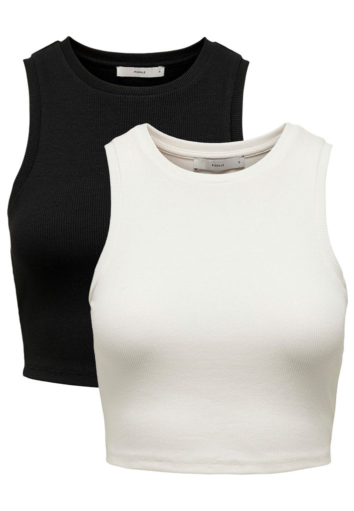 ONLY Cropped Tank Top 2-er Stück Pack Kurzes Shirt Basic Set ONLVILMA Größe: XS