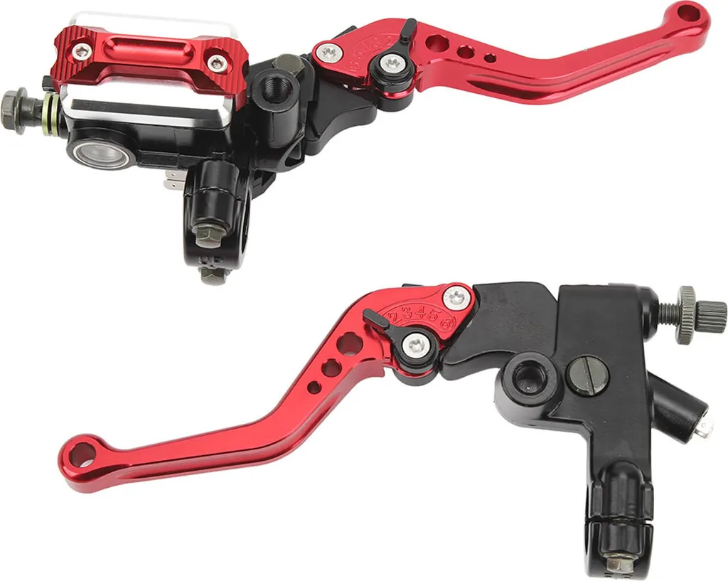 Paire de levier cylindre maître de frein 22mm avec réservoir rouge
