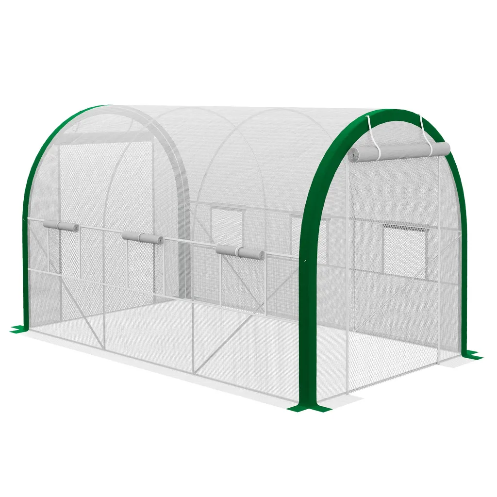 Serre tunnel Outsunny 3,5x2,1m en acier galvanisé blanc pour jardin