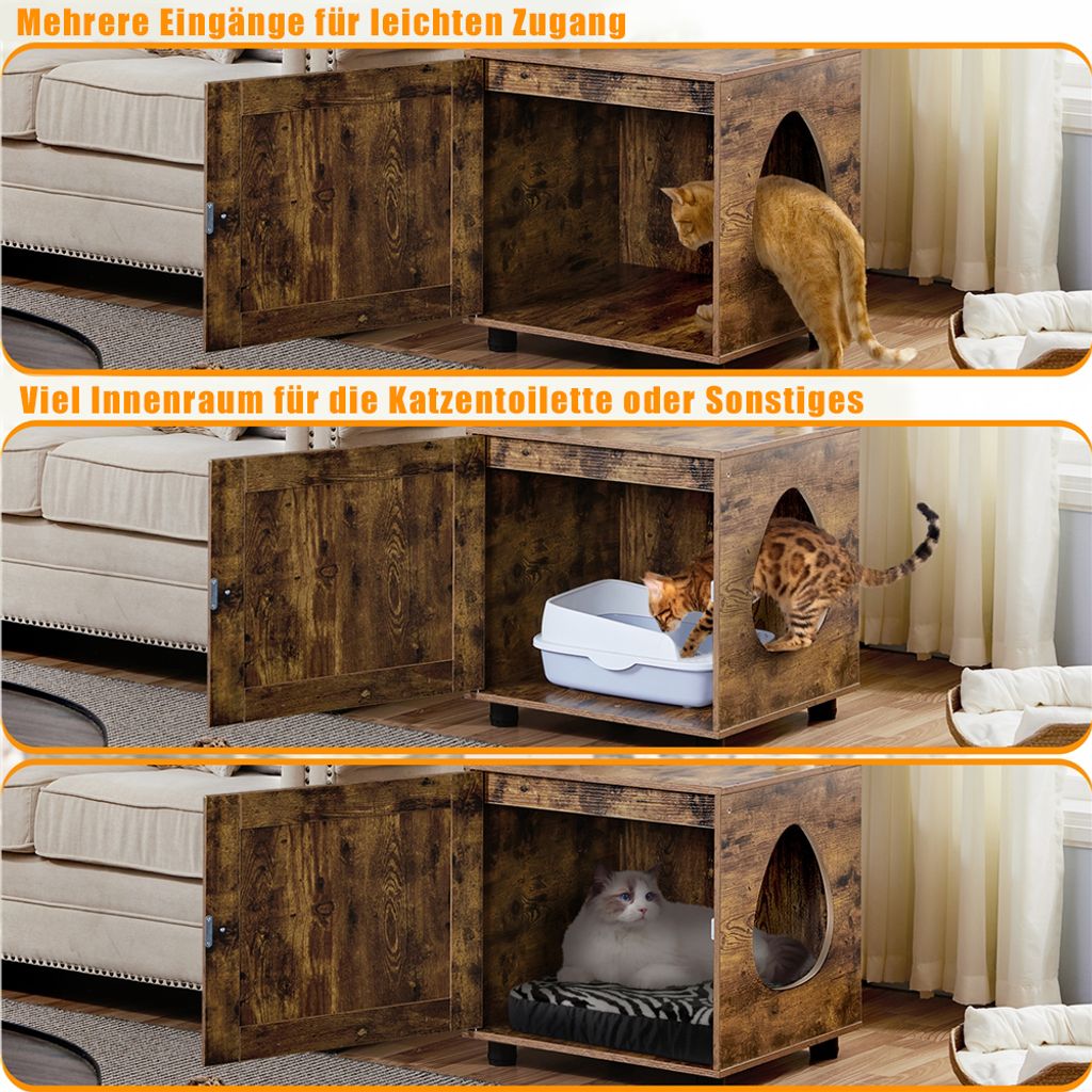 Yaheetech Kratzbaum Katzenhaus mit Katzenklo-Schrank, Produktbild 6