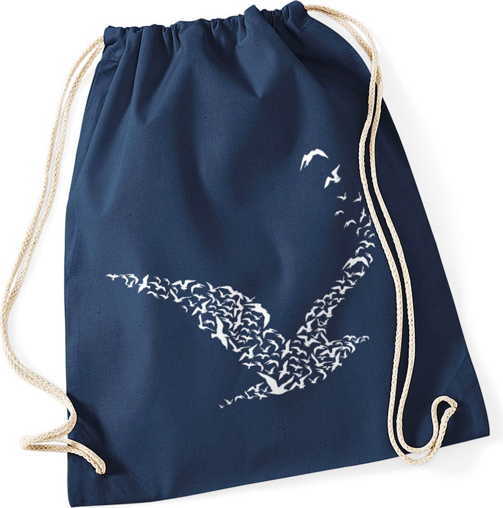 Turnbeutel Vögel Vogel Birds Hipster Beutel Tasche Jutebeutel Gymsac Autiga navy unisize