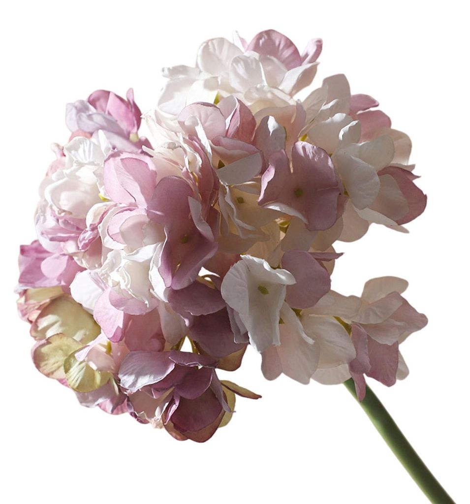 Realistisch wirkende künstliche Hortensienblüten, große, naturgetreue Seidenblumen mit Stiel, ideal für Blumenarrangements zu Hause, auf Partys...