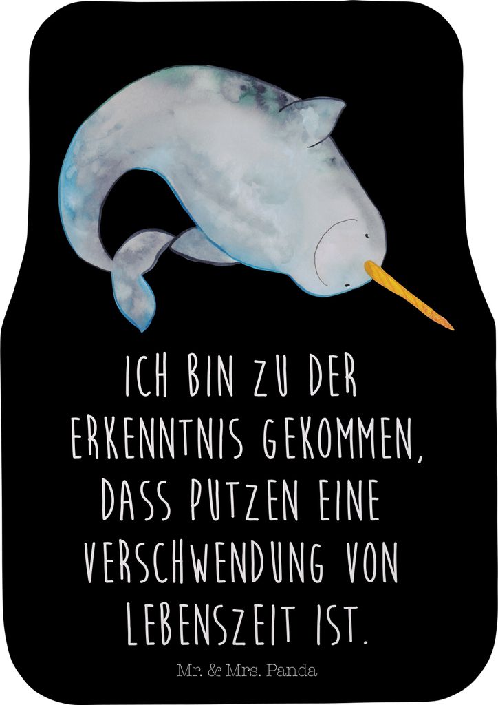 Mr. & Mrs. Panda Fußmatte Auto Narwal - Schwarz - Geschenk, Produktbild 
