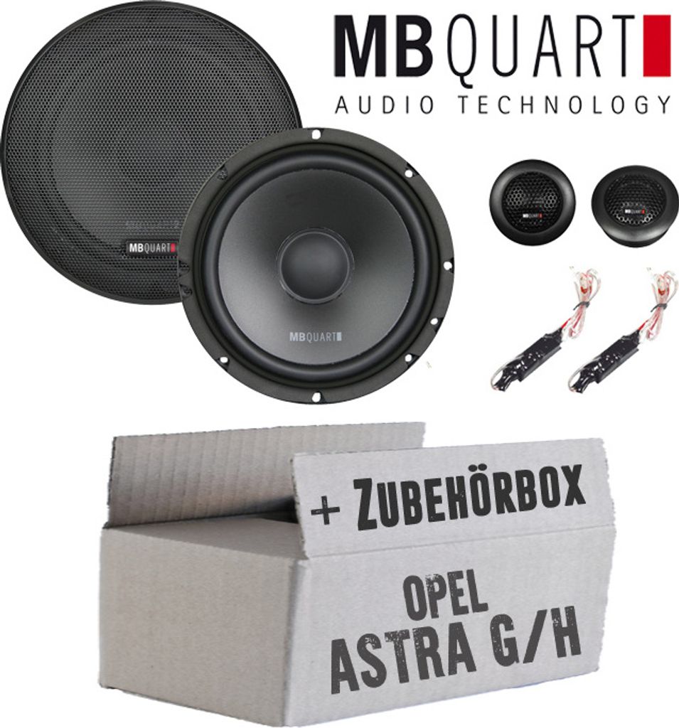 Lautsprecher Boxen MB Quart QS165 - 16,5cm Kompo Auto Einbauzuebehör - Einbauset passend für Opel Astra G+H, Tür vorne - justSOUND