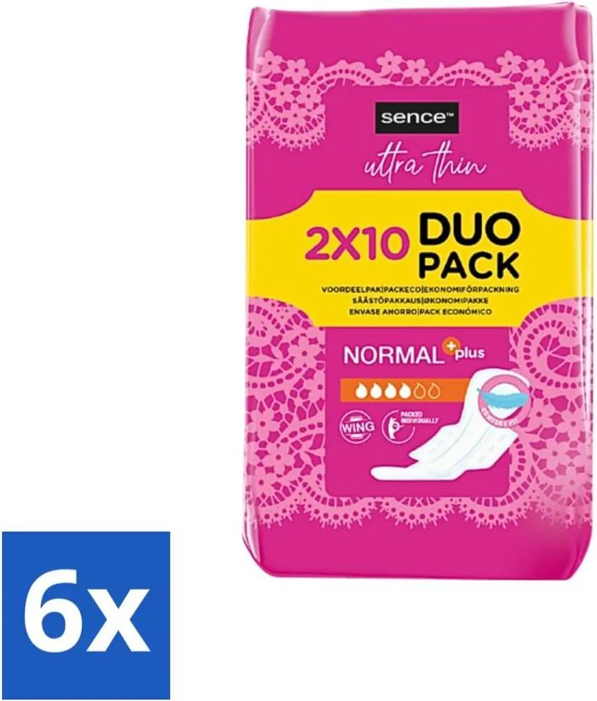 Assorbenti Sence Senza Ali Normale - 6 Pack Risparmio - Igiene Sicura