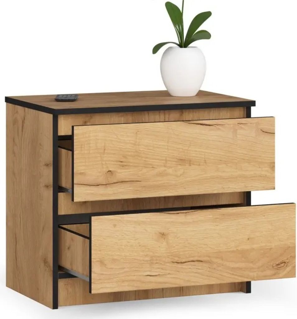 Komoda s 2 zásuvkami 60 cm, farba: dub Craft, V: 40 cm, Š: Obrázok produktu 4