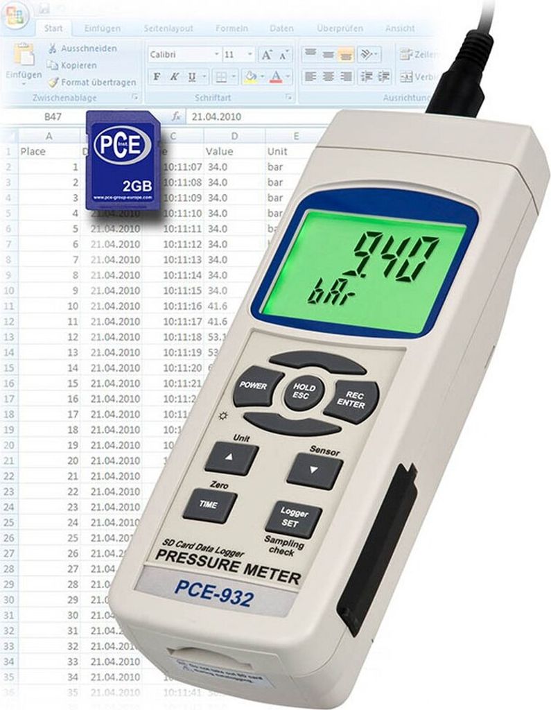 PCE Instruments Druckmessgerät / Hochdruckmessgerät PCE-932