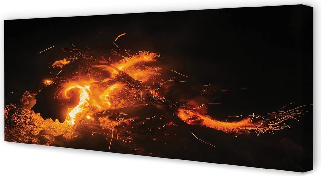Leinwandbild 125x50 Wandkunst Feuerdrache