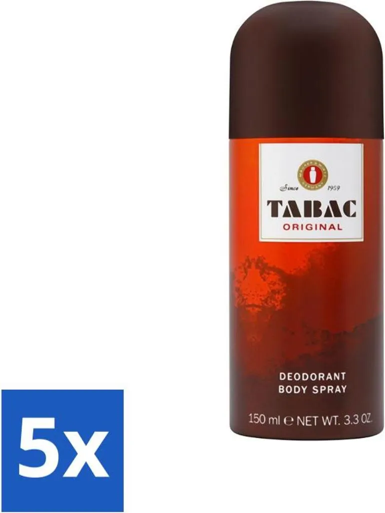 Tabac Original - Deodorante spray per il corpo - Rinfrescante - 150 ml - Confezione risparmio - 5 pezzi