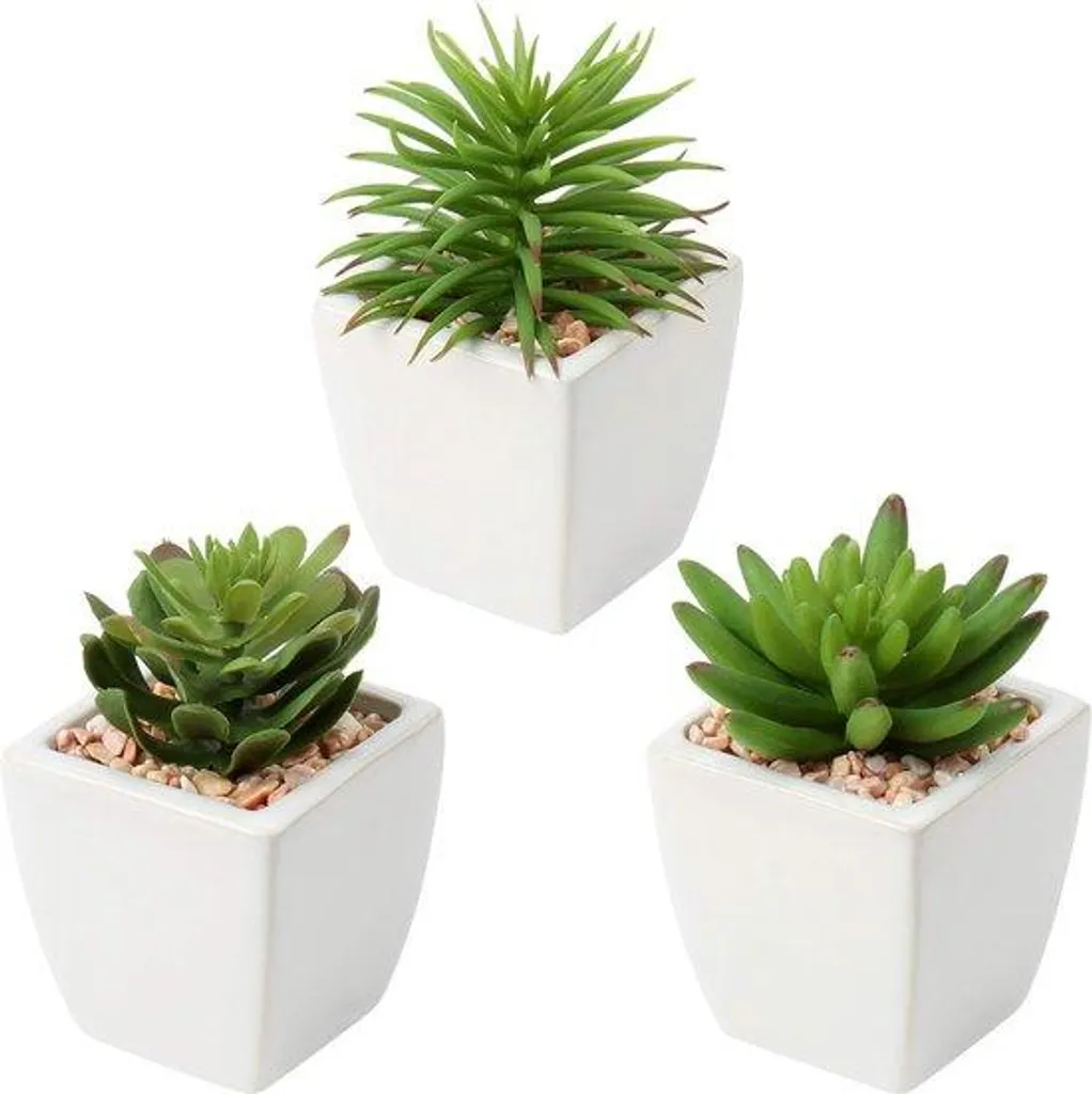 Plante artificielle réaliste 12,5 cm et pot en céramique design zen